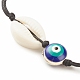 Bracelet de perles tressées en acrylique et émail mauvais œil BJEW-JB08130-02-4