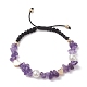 Браслеты из плетеных бусин из натурального аметиста и акрилового жемчуга BJEW-JB10462-1