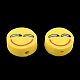 Flache runde handgemachte Lächeln Gesicht Fimo Perlen CLAY-R061-03-1