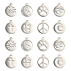 BENECREAT 32Pcs 8 Style 304 Stainless Steel Charms（14x12x1mm） Sun Om Symbol Charm Yin Yang Peace Sign Charms Word Love Charms Moon and Star Animal Claw Cross Charms STAS-BC0002-99-2