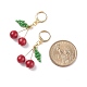 Natural Mashan Jade & Glass Seed Beaded Cherry Dangle Leverback Earrings EJEW-TA00066-4