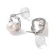 Orecchini a bottone con perle naturali da donna EJEW-C082-08P-2