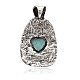 Teardrop Antique Silver Plated Alloy Synthetic Turquoise Big Pendants PALLOY-J678-01AS-2
