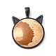 手作りの天然宝石用原石ペンダント  ガンメタル合金の子猫のセッティングで  猫の形  37x27x8mm  穴：6x4mm PALLOY-JF00797-2