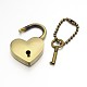 Heart Lock & Key Zinc Alloy Key Clasps X-KEYC-O009-14-3