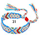 コットン編みひし形コードブレスレット  女性のためのエスニック部族の調節可能なブラジルのブレスレット  藤紫色  5-7/8~14-1/8インチ（15~36cm） FIND-PW0013-003A-31-1