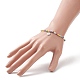 Braccialetto elasticizzato con perline di semi colorati con ciondoli in ottone per donna BJEW-JB09218-02-3