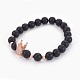 Bracelets extensibles en perles d'agate noire naturelle (teintes) BJEW-JB03966-2