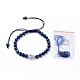 Bracelets de perles tressées en lapis-lazuli naturel (teint) BJEW-JB04804-03-1