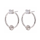 Rhodium Plated 925 Sterling Silver Micro Pave Cubic Zirconia Stud Earring Findings STER-F041-67P-1