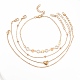 4Pcs 4 Style Alloy Chain Anklets Set with Heart SJEW-D009-07KCG-2