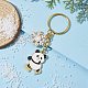 Porte-clés pendentif en émail en alliage de flocon de neige et de panda KEYC-JKC00630-02-3
