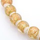 Handmade Gold Sand Lampwork Round Beads Strands LAMP-L026-03-2