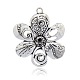 Antique Silver Alloy Rhinestone Large Flower Pendants for Necklace Making ALRI-O008-05-1