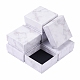スクエアクラフト厚紙ジュエリーボックス  大理石模様ネックレスペンダントボックス  アクセサリー用  ホワイト  7.5x7.5x3.55cm AJEW-CJ0001-19-2