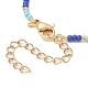 Латунный браслет-цепочка со звеном от сглаза со стеклянными бусинами для женщин BJEW-JB09385-3