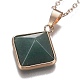 Natürliche grüne Aventurin Pyramide geometrische Anhänger Halsketten NJEW-H204-01B-3