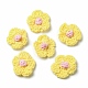綿糸で編んだ飾りアクセサリー  花  きいろ  23.5~25x24~25x4.5~5mm WOVE-E002-01A-1