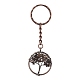 Porte-clés pendentif en pierre mélangée naturelle et synthétique enveloppé de fil de laiton KEYC-JKC00655-4