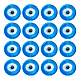 Nbeads手作りのナザールボンジュウランプワークビーズ連売り  フラットラウンド  ブルー  16~17x8~9mm  穴：1.8mm  約24個/連  12.60''（32センチメートル）  1連 /箱 LAMP-NB0001-24-1