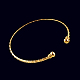 Diseño perfecto brazalete de torque de latón chapado en oro real de 18k BJEW-EE0001-05-3