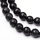 Faceted Natural Black Stone Round Bead Strands G-L377-23-12mm-1