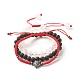 Natural Crackle Quartz & Lava Rock Braided Bead Bracelets Set BJEW-JB07212-01-2