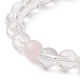Bracelet extensible en perles de quartz rose naturel et cristal de quartz BJEW-TA00246-3