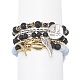 5pcs 5 style pierre de lave naturelle et quartz naturel et ensemble de bracelets extensibles en hématite synthétique BJEW-JB08739-4