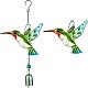 Benecreat grünes Kolibri-Windspiel tragbares Eisen-Vogel-Windspiel mit Glocke für Zuhause HJEW-WH0028-21-1
