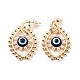 Resin Evil Eye Dangle Stud Earrings with Acrylic Pearl Beaded EJEW-J045-04KCG-1
