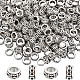 SUNNYCLUE 1 Box 200Pcs Tibetan Style European Large Hole Rondelle Spacer Beads Alloy Beads 0.24inch in diameter with 0.14inch Hole Hollow Tube Bead for DIY Necklace Bracelets, Silver