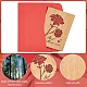 模様木製グリーティングカードとクラスパイア長方形  赤い紙の内側のページ  長方形の白紙封筒付き  ローズ模様  木製グリーティングカード：1個  封筒：1個 DIY-CP0006-75E-5