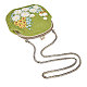 Shegraceコーデュロイ女性イブニングバッグ  刺繍ミルクの綿の花  合金の花の財布のフレームハンドル  合金ツイストカーブチェーン  緑黄  240x240mm JBG008A-02-6
