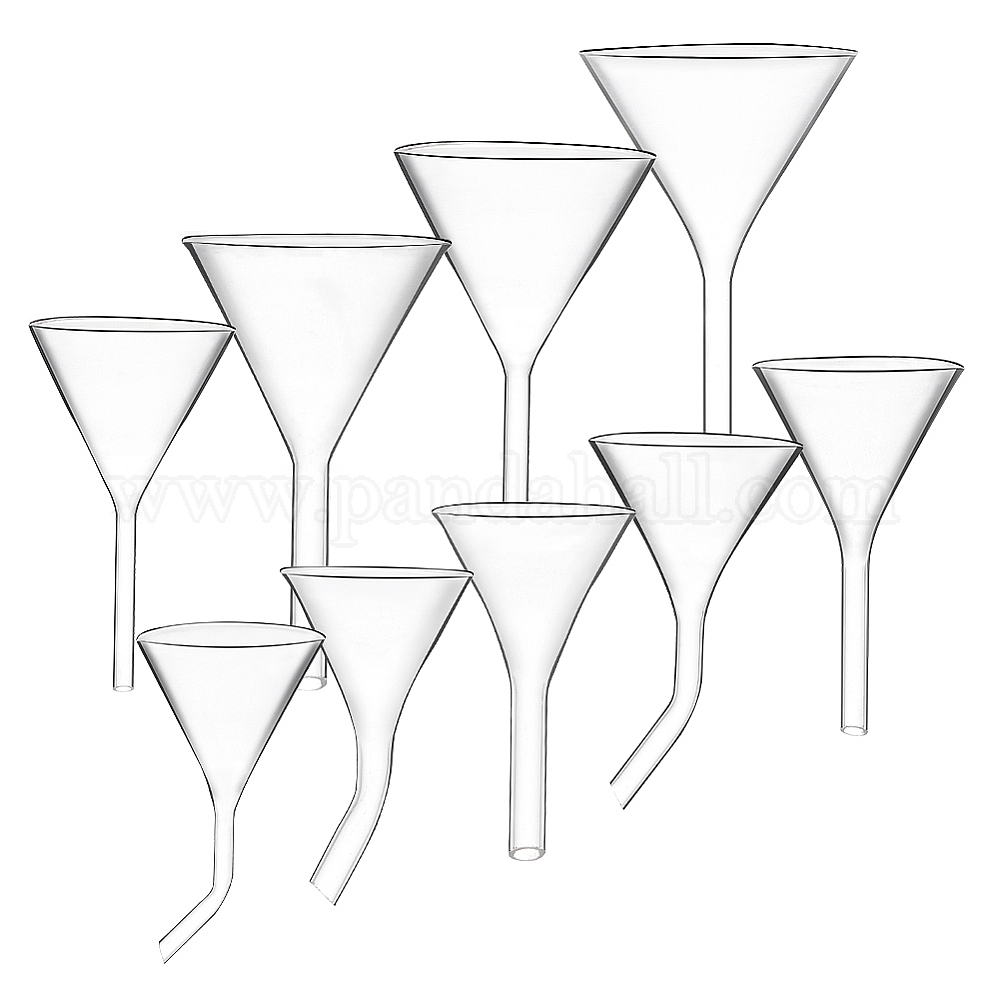 Shop Olycraft 9 Pack Glass Funnels Bent Neck Glass Funnel Hopper Diameter 56mm~90mm 9 Size For