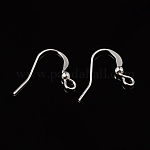 Brass French Earring Hooks, Flat Earring Hooks, Ear Wire, with Beads and Horizontal Loop, Lead Free, Silver, 15mm, Hole: 2mm