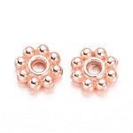 Perles d'espacement de marguerite d'alliage, fleur, or rose, 5x1.5mm, Trou: 1.8mm