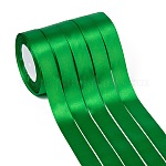 Cinta de satén de una sola cara, Cinta de poliéster, verde, 1 pulgada (25 mm) de ancho, 25yards / rodillo (22.86 m / rollo), 5 rollos / grupo, 125yards / grupo (114.3m / grupo)