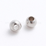 Spacer бисер латунные, круглые, платина, 3x2.5 мм, отверстие : 1.5 мм