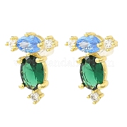 Овальные серьги-гвоздики из латуни EJEW-L270-18G