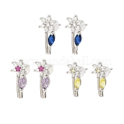 Серьги-гвоздики из латуни с цветком и платиной EJEW-L270-08P