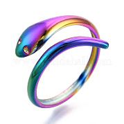 ステンレス製スネークカフリング304個  女性の女の子のためのオープンラップリング  虹色  usサイズ6（17.1mm） RJEW-N038-113M
