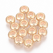 Brass Cubic Zirconia Stopper Beads KK-T025-04G
