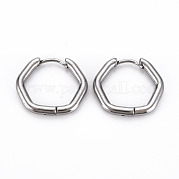Boucles d'oreilles créoles huggie hexagonales pour femmes EJEW-N016-010-NR