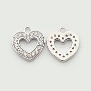 Латунные микро проложить кубических подвески циркония сердце ZIRC-N009-75P