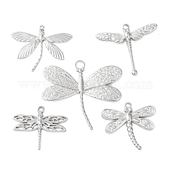 5 Stück Anhänger aus 304 Edelstahl, Libelle Charme, Edelstahl Farbe, 25~40x30~44x2~3 mm, Bohrung: 1.6~4 mm