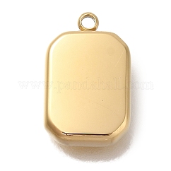 Placcatura ionica (ip) ciondoli in acciaio inossidabile 304, ciondolo rettangolo, vero placcato oro 18k, 15x9.5x3.5mm, Foro: 1.4 mm