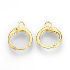 Fornituras del pendiente de aro huggie de latón, con bucle, Sin cadmio y níque y plomo, dorado, 15x11.5x2mm, agujero: 2 mm, pin: 1 mm