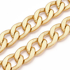 Catene barbazzale testurizzate in alluminio, catene a maglie cubane, senza saldatura, oro chiaro, 31.5x23.5x5.5mm