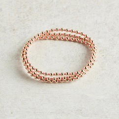 Conjunto de 3 pulsera elástica de cuentas de vidrio y CCB para mujer., reronda y la columna, rosa, 6.50 pulgada (16.5 cm)